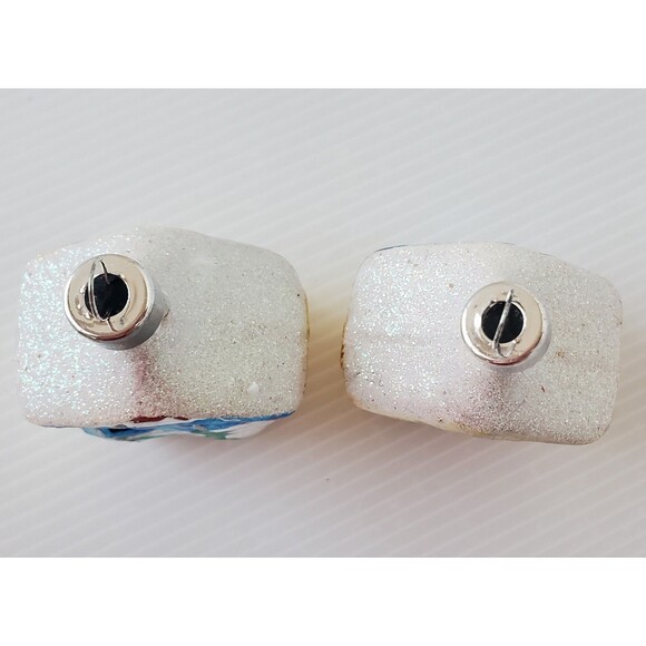 2 Vintage Glass Cabin Cottage House Christmas Ornaments Bradford Novelty Snowcap - Picture 6 of 7